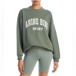 Anine Bing Sport Tyler Cotton Sweatshirt size small  in green artichoke NEW
